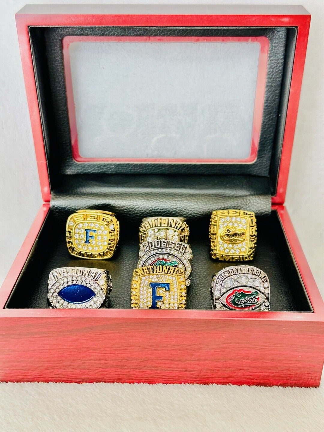 7 PCS Florida Gators Championship Ultimate Ring W Box Set, US SHIP, 1995-2019 - EB Sports Champion's Cache