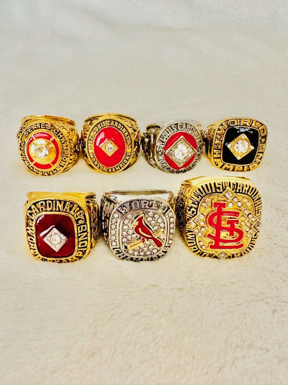 7 PCS St Louis Cardinals World Series Ring Set W Box,  SHIP 1944-2011 - EB Sports Champion's Cache