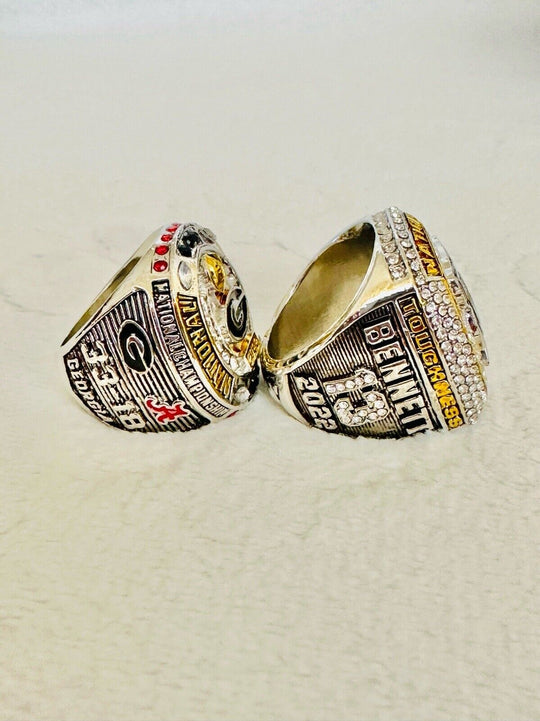 2 PCS Georgia Bulldogs National Championship Ring W Box, US SHIP 2022/23 - EB Sports Champion's Cache