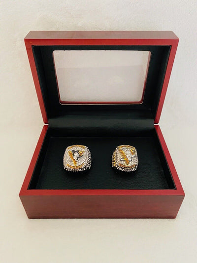 Pittsburgh Penguins 18k GP Championship Ring Set W Box,  SHIP Back To Back - EB Sports Champion's Cache