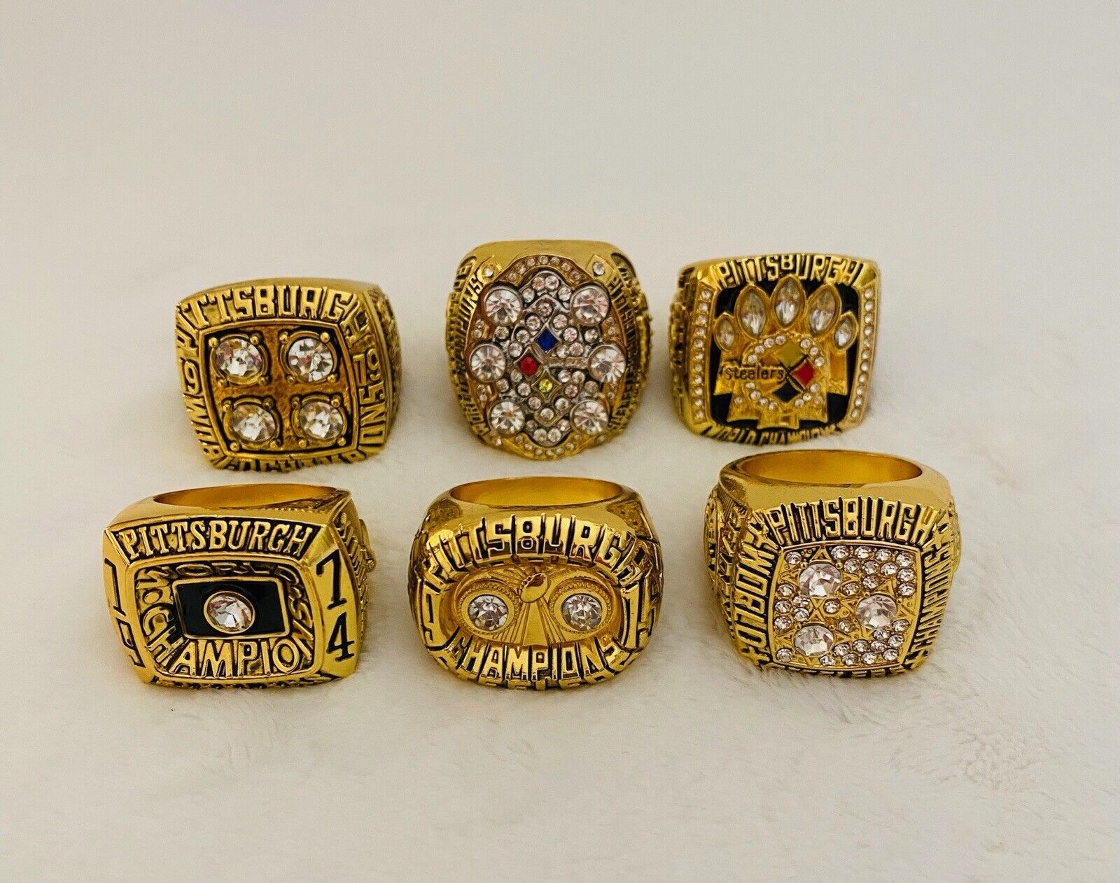 6 PCS Pittsburgh Steelers Ring SB Championship Complete SET, USA SHIP - EB Sports Champion's Cache