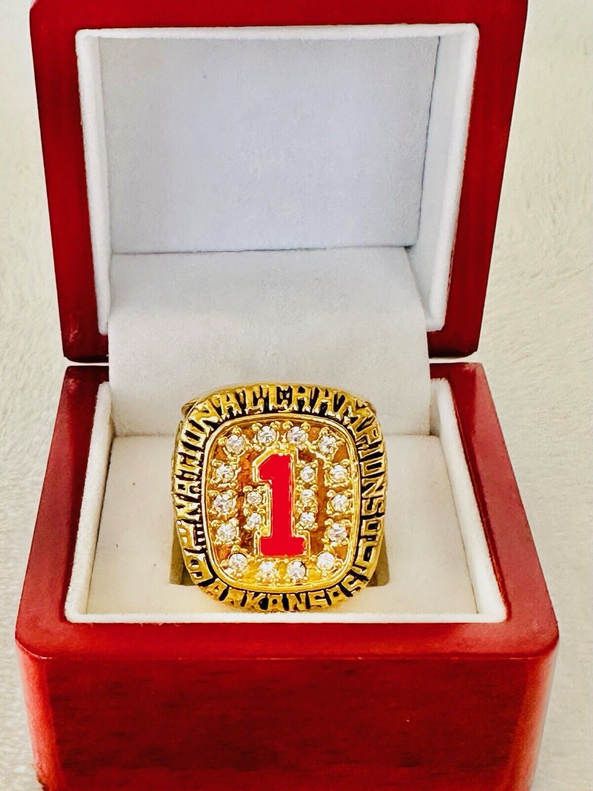 1994 Arkansas Razorbacks Commerative Championship Fan ring w box, US Ship - EB Sports Champion's Cache