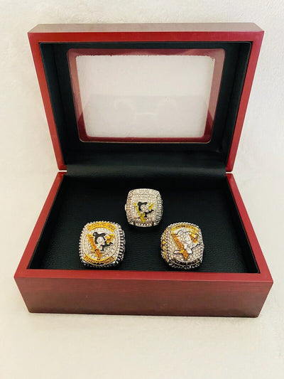 3 PCS Pittsburgh Penguins 18k GP Championship Ring Set W Box,  SHIP - EB Sports Champion's Cache