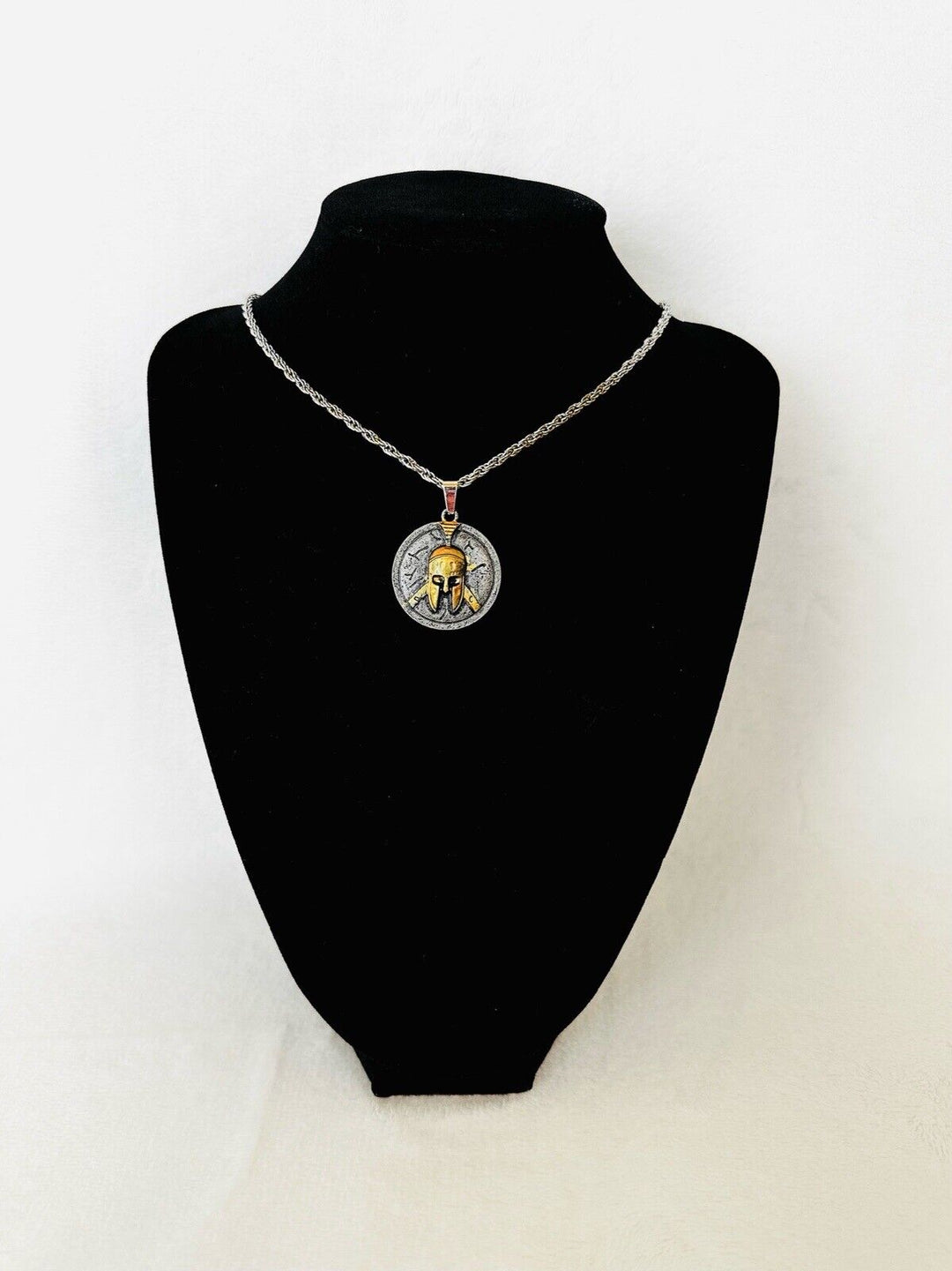 Spartan Greek Warrior Helmet Shield Pendant necklace Stainless Steel, US SHIP - EB Sports Champion's Cache