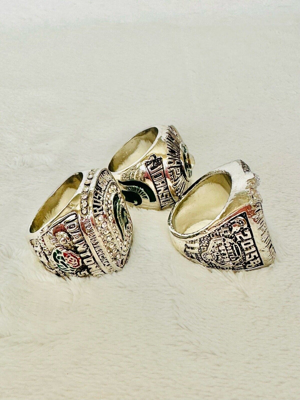 3 PCS Michigan State Spartans Championship Ring Set, US Ship - EB Sports Champion's Cache