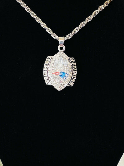 2004 New England Patriots Championship Pendant Silver Necklace, US SHIP - EB Sports Champion's Cache