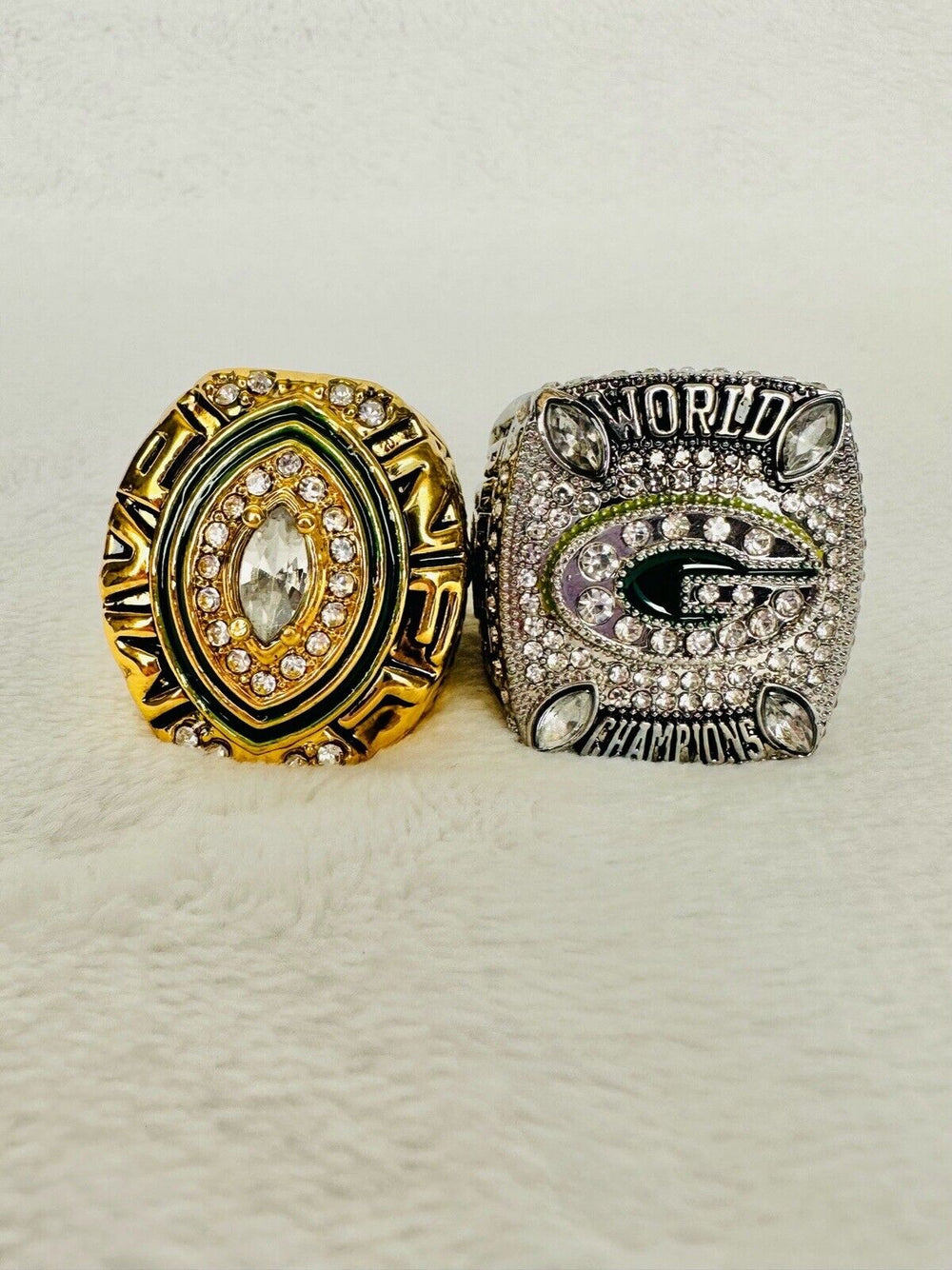 2PCS Green Bay Packers Aaron Rodgers SB/MVP Ring SET W Box, US SHIP - EB Sports Champion's Cache