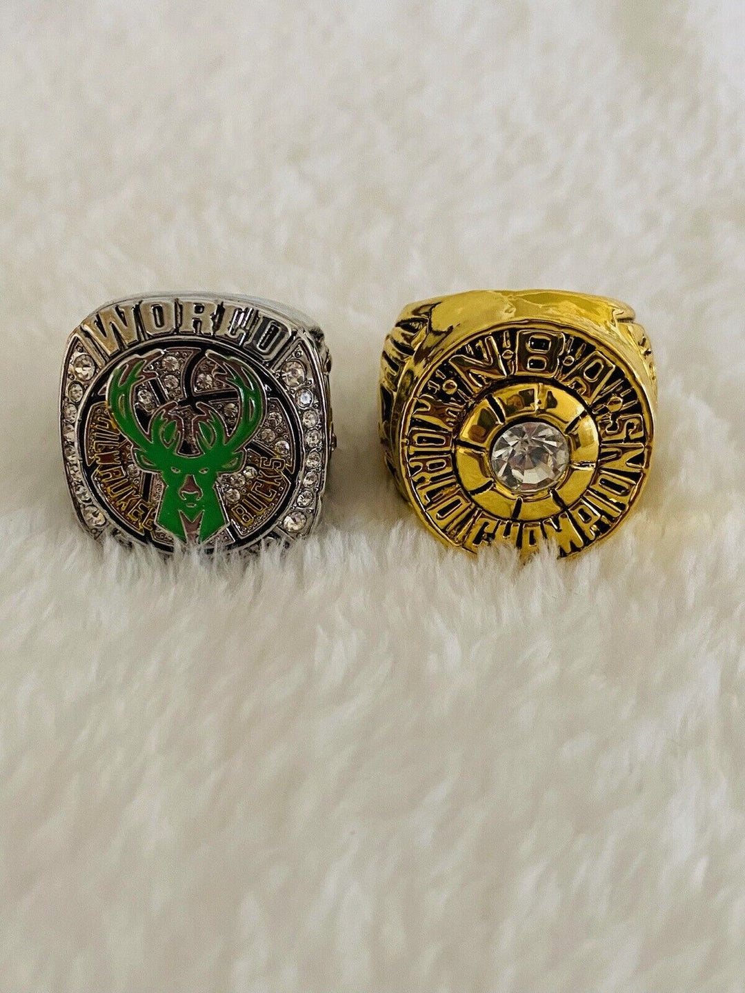 2 PCS Milwaukee Bucks Ring Championship Ring Set,  SHIP 1971/2021 - EB Sports Champion's Cache