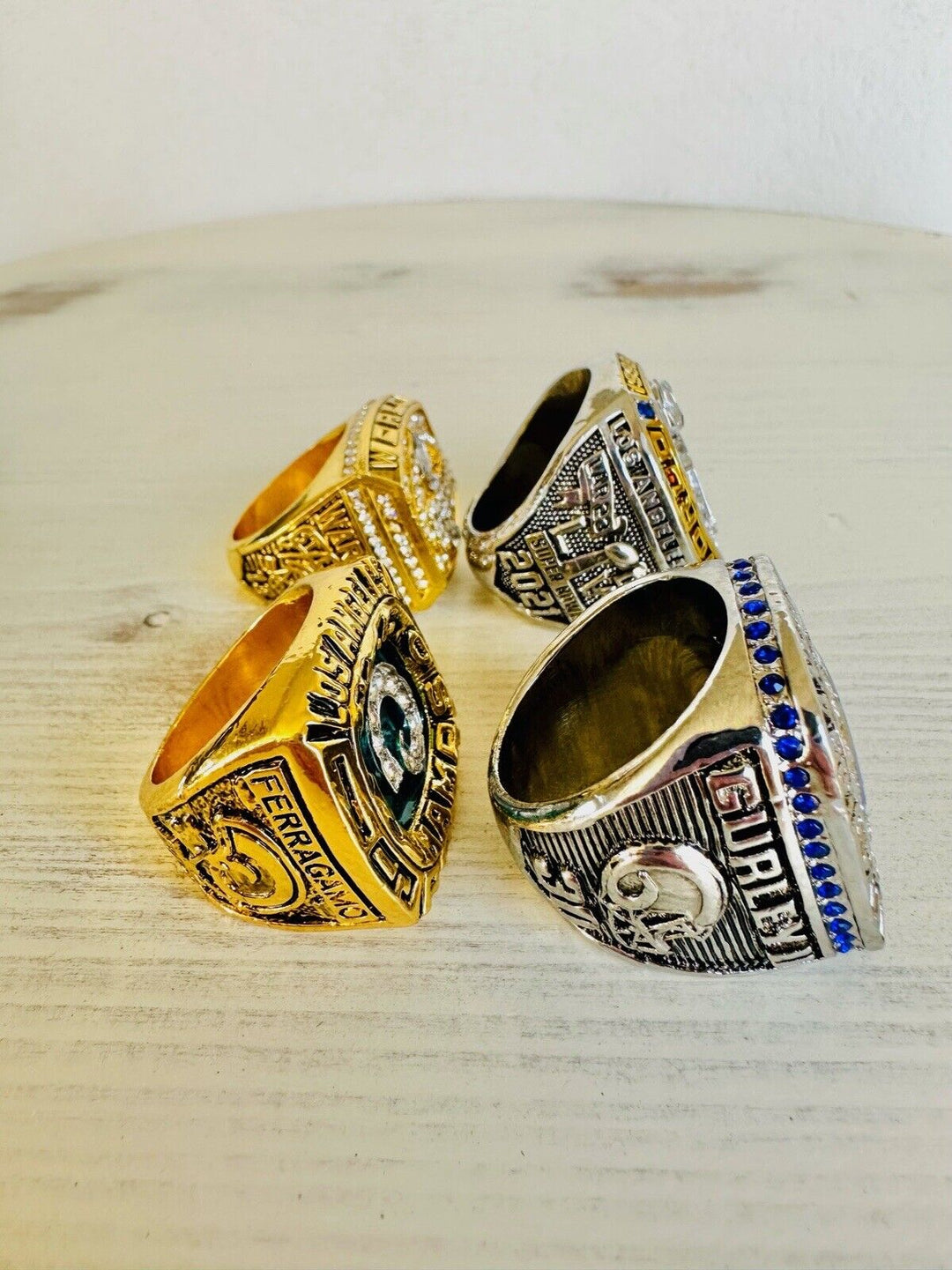 4 PCS LA Louis Rams Championship Ring, US SHIP 1979/99/2018/2021 - EB Sports Champion's Cache