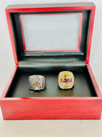 2 PCS LSU Tigers National Championship Ring W Box, US SHIP 2007/19 - EB Sports Champion's Cache