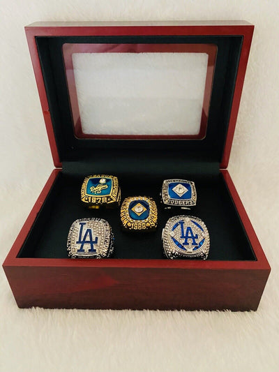 5 LA Dodgers Championship Ring Set W Box,  SHIP - EB Sports Champion's Cache