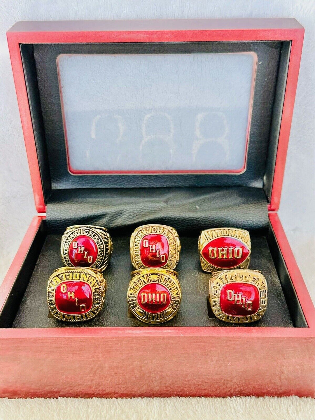 6 PCS Ohio State NCAA Championship Ring Set W Box, US SHIP 1954-77 - EB Sports Champion's Cache