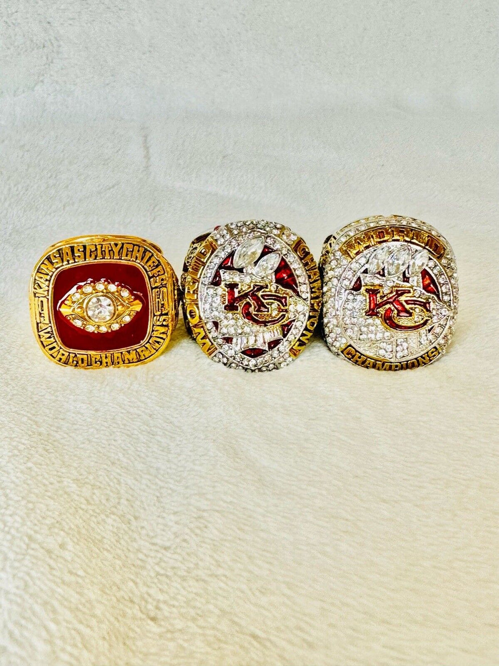 3 PCS Chiefs Ring Kansas City Chiefs Complete Super Bowl Ring Set W box, US SHIP - EB Sports Champion's Cache