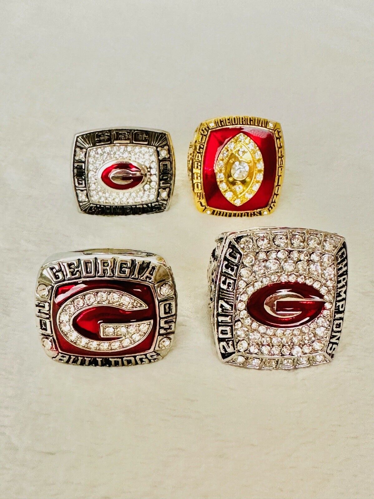 4 PCS Georgia Bulldogs Championship Ring, US SHIP 2002/03/05/2017 - EB Sports Champion's Cache