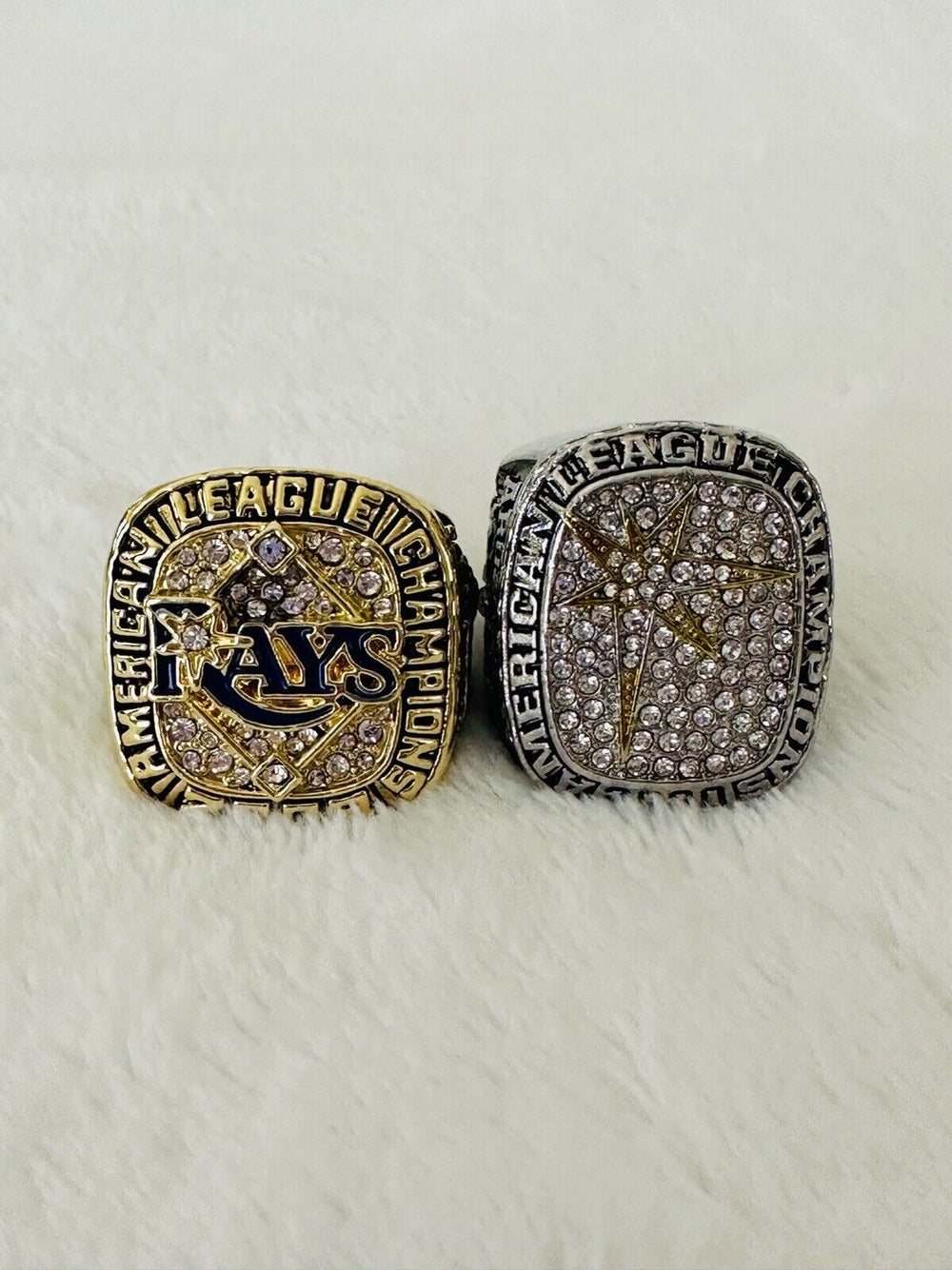 2 PCS Tampa Bay Rays AL Championship Ring W Box,  SHIP 2008/2020 - EB Sports Champion's Cache