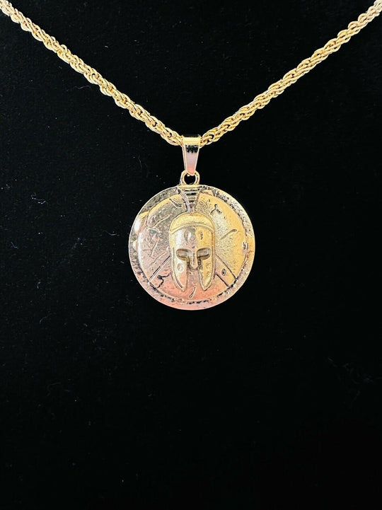 Spartan Greek Warrior Helmet Shield Pendant necklace Stainless Steel, US SHIP - EB Sports Champion's Cache