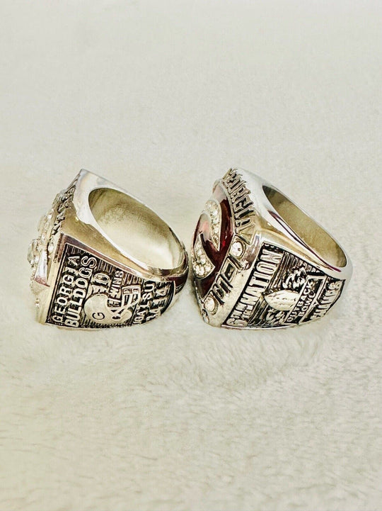 2 PCS Georgia Bulldogs Championship Ring W Box, 24K, US SHIP 2005 SEC & Outback - EB Sports Champion's Cache