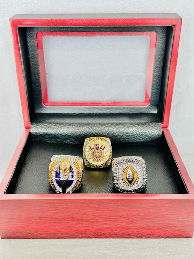 3 PCS LSU Tigers National Championship Ring W Box, US SHIP 2019/20 - EB Sports Champion's Cache