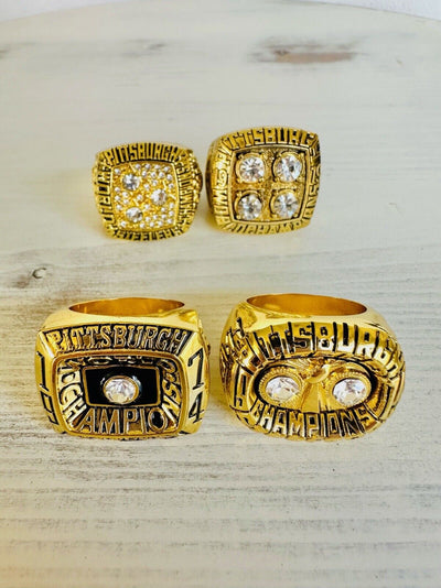 4 PCS Pittsburgh Steelers Ring Championship SET, USA SHIP 74/75/78/79 - EB Sports Champion's Cache