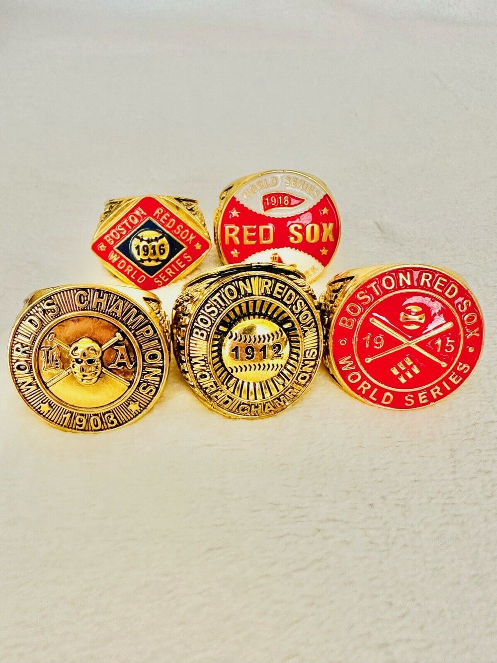 5 PCS Red Sox World Series Babe Ruth Championship Ring Set W Box,  SHIP - EB Sports Champion's Cache