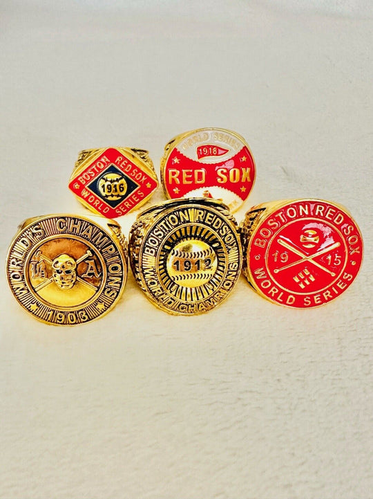 5 PCS Red Sox World Series Babe Ruth Championship Ring Set W Box,  SHIP - EB Sports Champion's Cache