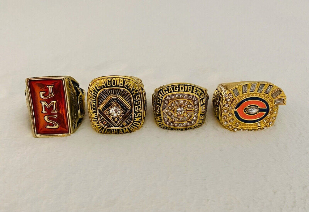 4 PCS Chicago Bears Rare Championship Ring SET W Case, US SHIP - EB Sports Champion's Cache