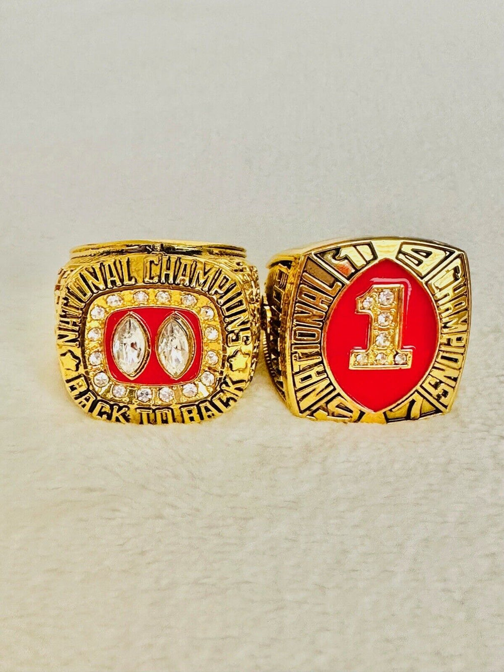 2 PCS Nebraska Cornhuskers 18k GP Championship Ring W Box, US SHIP 1995/97 - EB Sports Champion's Cache