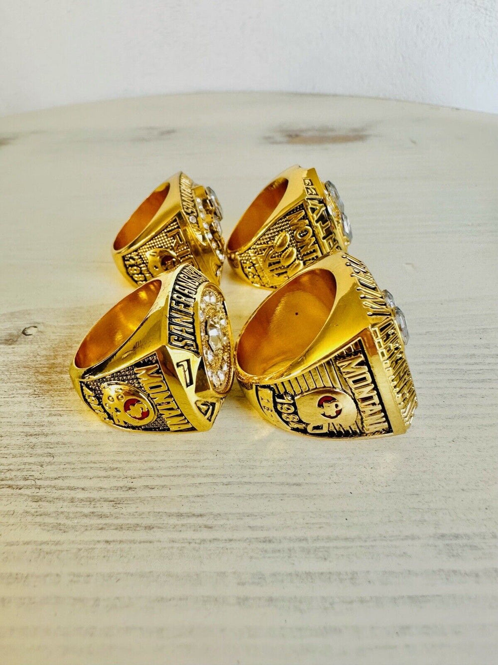 4 PCS San Francisco 49ers Super Bowl RING SET, USA Ship 1981/84/88/89 - EB Sports Champion's Cache