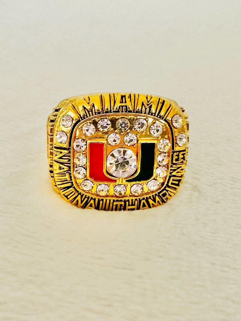 1991 Miami Hurricanes NCAA 18k GP Brass Championship Ring W Box, US SHIP - EB Sports Champion's Cache