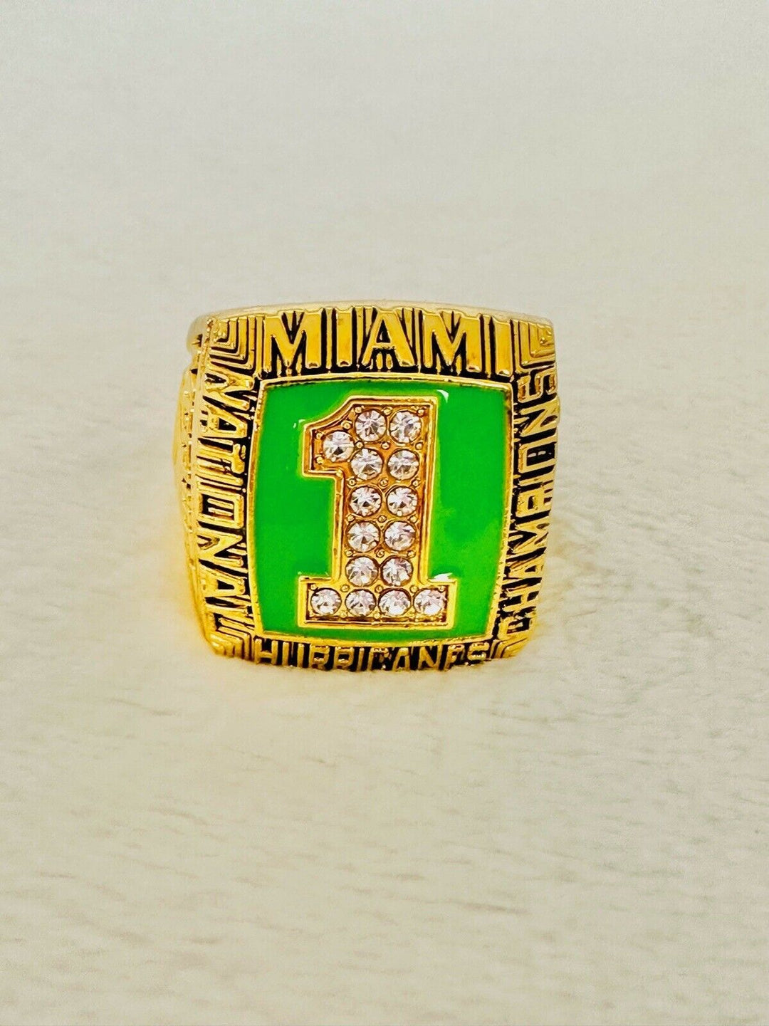 1989 Miami Hurricanes NCAA 18k GP Brass Championship Ring, US SHIP - EB Sports Champion's Cache