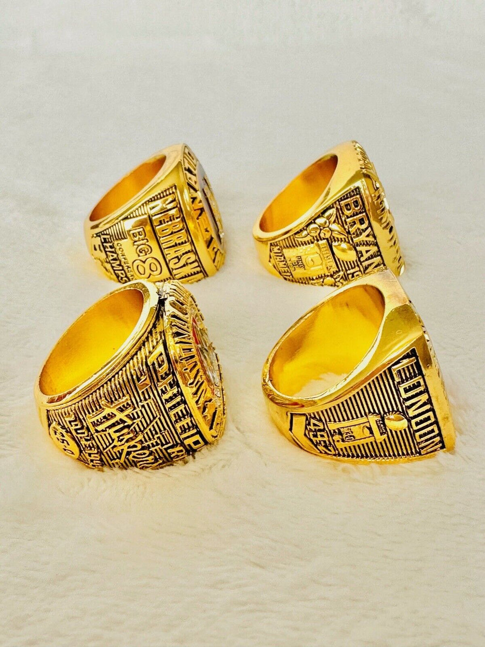 4 PCS Nebraska Cornhuskers 18k GP Championship Ring Set, US SHIP - EB Sports Champion's Cache