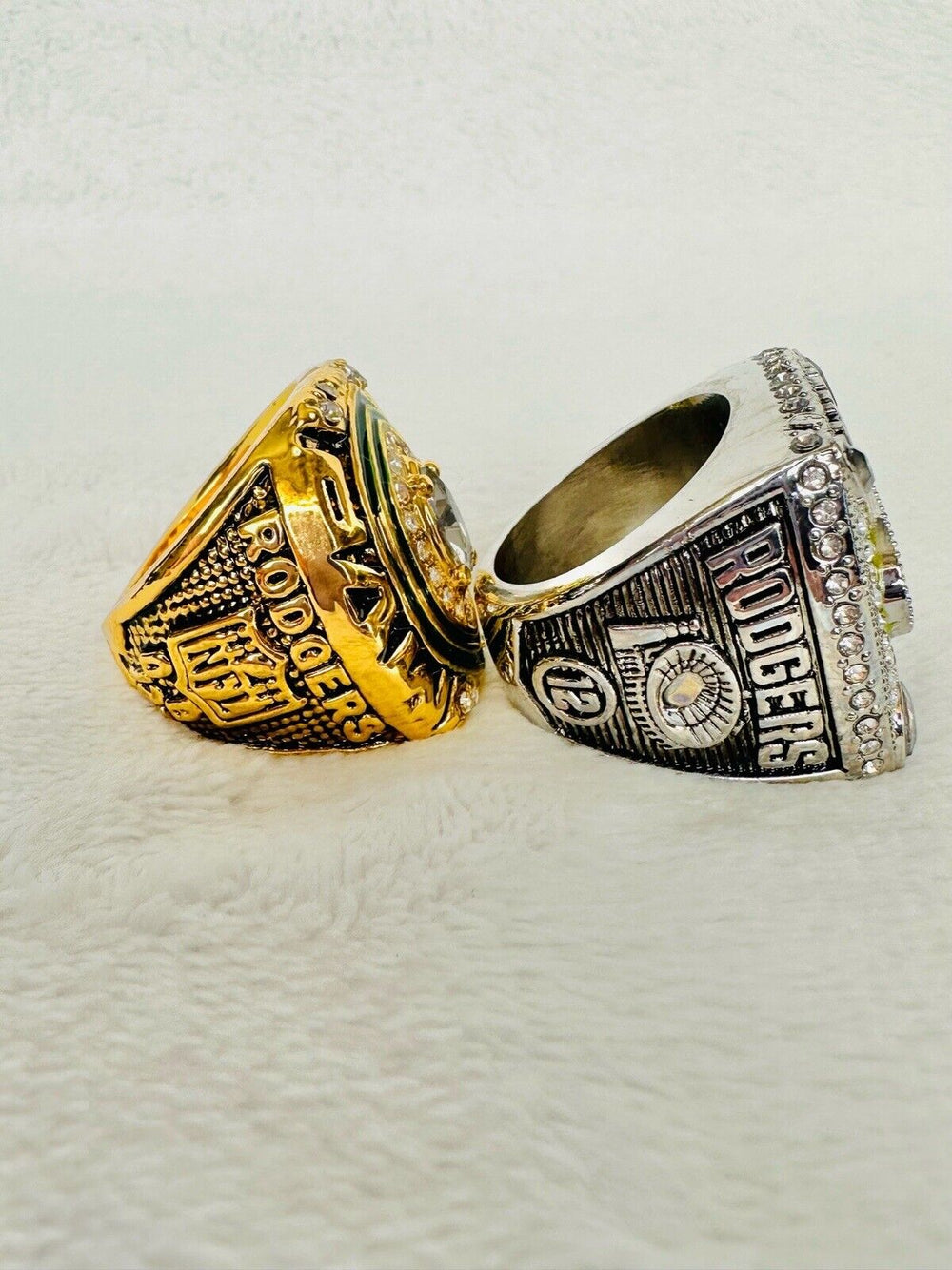 2PCS Green Bay Packers Aaron Rodgers SB/MVP Ring SET, US SHIP - EB Sports Champion's Cache