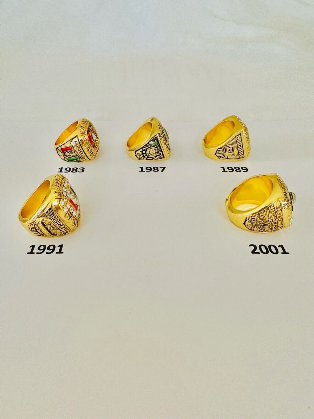 Miami Hurricanes NCAA 18k GP Brass Championship Ring, US SHIP PICK YOUR RING!! - EB Sports Champion's Cache