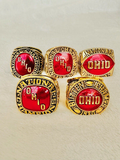 5 PCS Ohio State NCAA Championship Ring Set, US SHIP 1954-1970 - EB Sports Champion's Cache