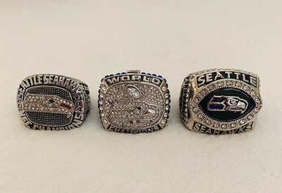 3 PCS Seattle Seahawks Silver Plated Championship Ring SET, USA  SHIP