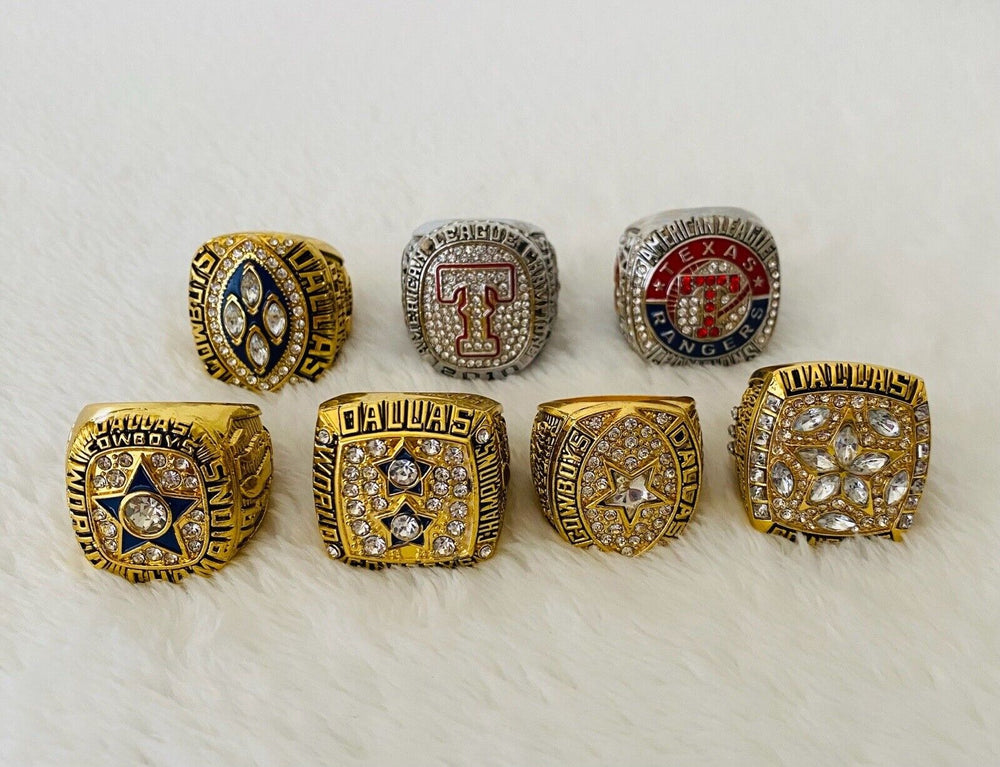 Dallas Ultimate Collection Championship Ring SET W Box, US Ship Cowboys/Rangers - EB Sports Champion's Cache