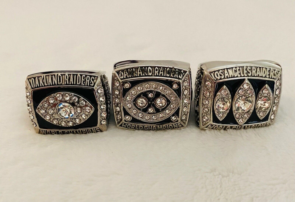 3 PCS Oakland Raiders Super Bowl Championship Ring W Box, US SHIP - EB Sports Champion's Cache