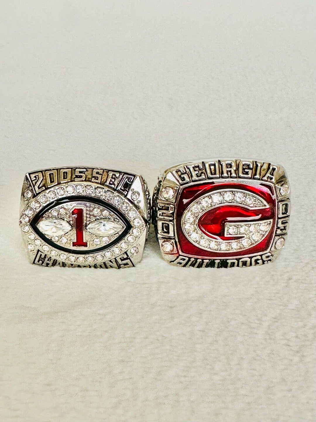 2 PCS Georgia Bulldogs Championship Ring W Box, 24K, US SHIP 2005 SEC & Outback - EB Sports Champion's Cache