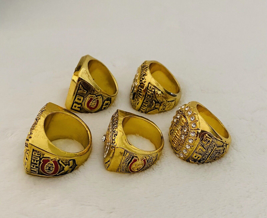 5 PCS Canadiens Stanley Cup 18k GP Brass Championship Ring,  SHIP - EB Sports Champion's Cache