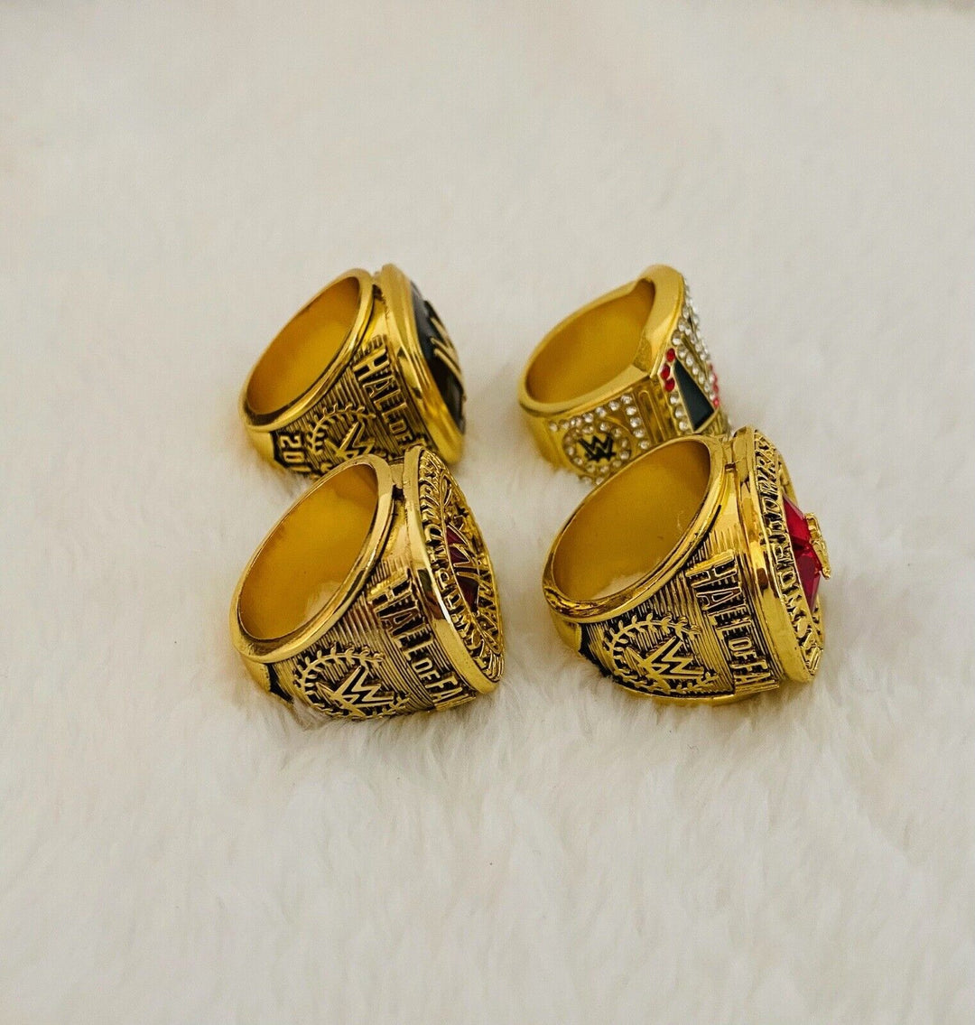 4 PCS WWE World Wrestling Hall Of Fame Championship Ring Set, US Ship - EB Sports Champion's Cache