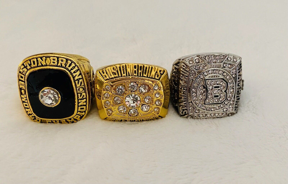 3 PCS Boston Bruins Stanley Cup Hockey Ring Set W Box,  SHIP - EB Sports Champion's Cache