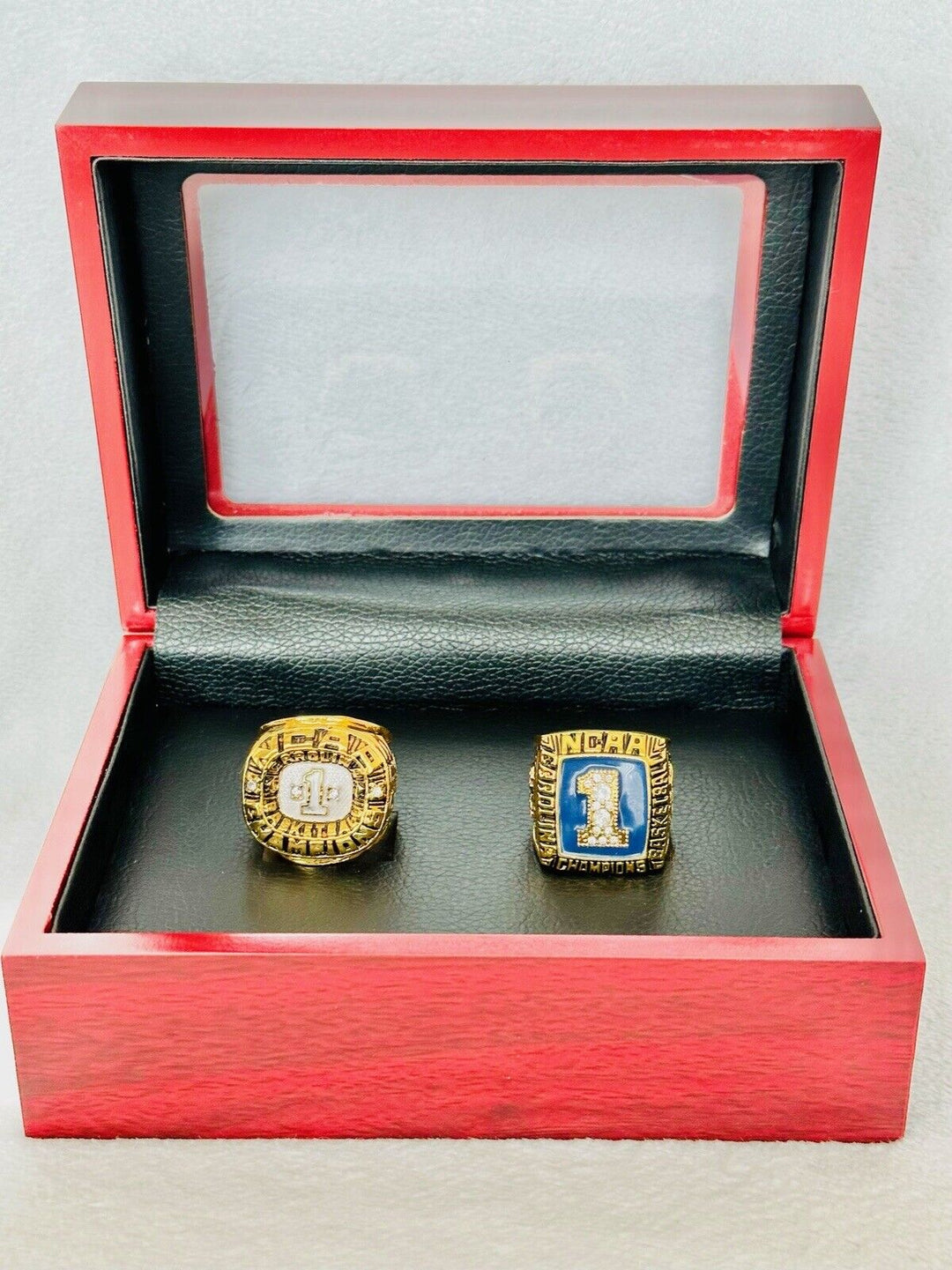 2 PCS North Carolina Tarheels SP Brass Championship Ring W Box US Ship 1982/93 - EB Sports Champion's Cache