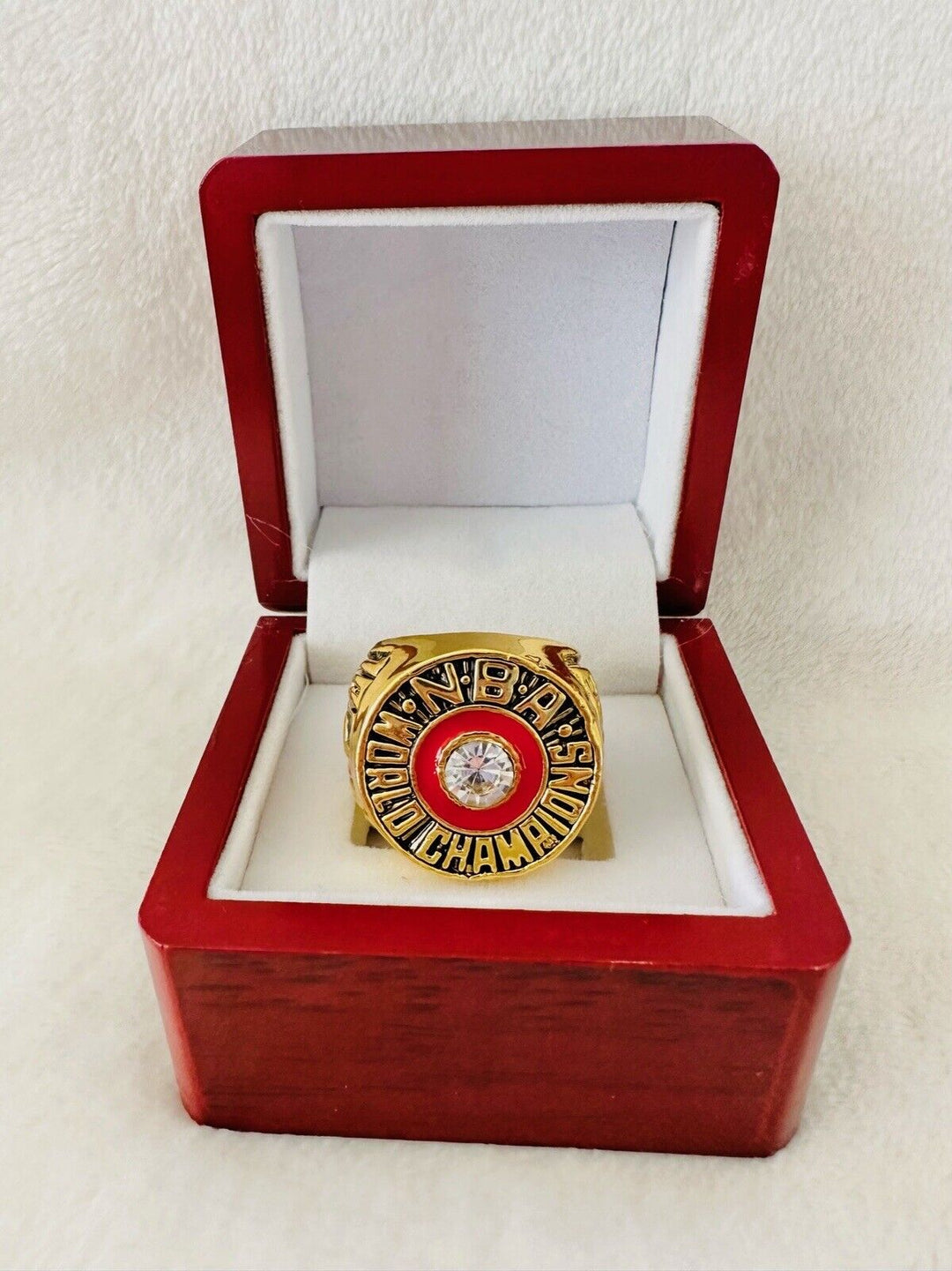 1983 Philadelphia 76ers Championship Ring W Box Replica Malone,  SHIP - EB Sports Champion's Cache