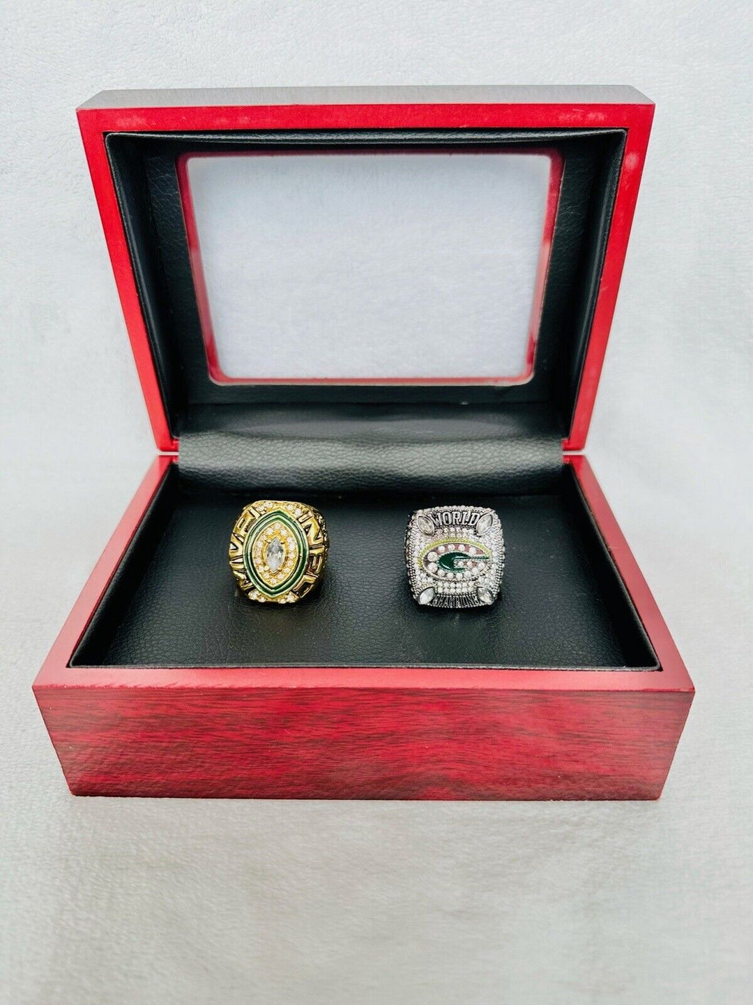 2PCS Green Bay Packers Aaron Rodgers SB/MVP Ring SET W Box, US SHIP - EB Sports Champion's Cache