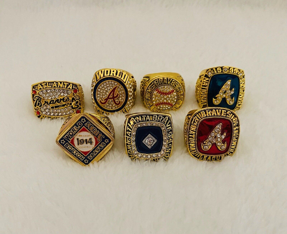 7 PCS Atlanta Braves MLB National Series Champion Ring SET W Box, US SHIP - EB Sports Champion's Cache