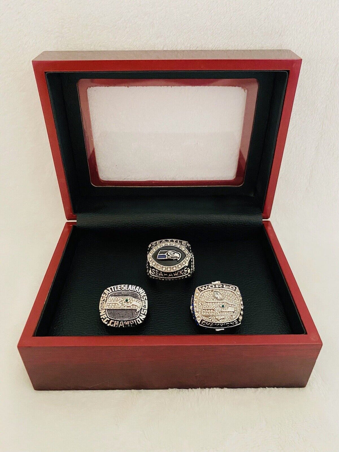 3 PCS Seattle Seahawks Silver Plated Championship Ring SET W Box, USA  SHIP - EB Sports Champion's Cache