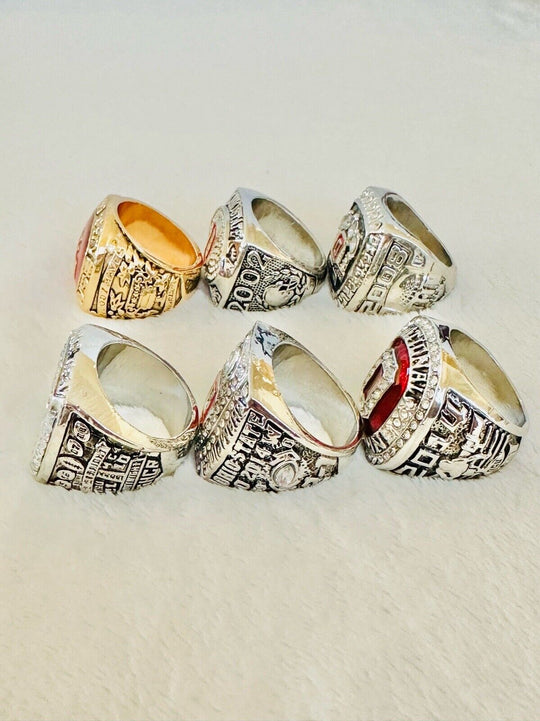 6 PCS Ohio State NCAA Championship Ring Set W Box, US SHIP 1977-2014 - EB Sports Champion's Cache