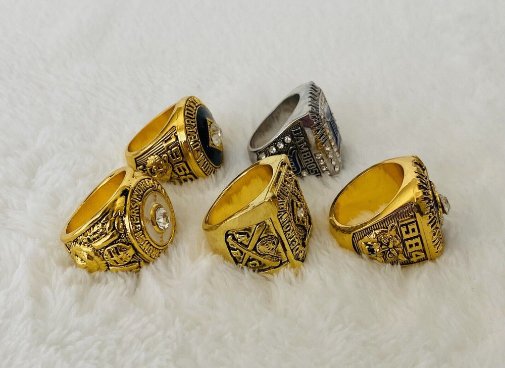 5 PCS Detroit Tigers World Series Championship Replica Ring Set,  SHIP - EB Sports Champion's Cache