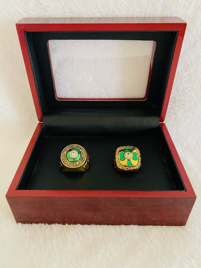 2 PCS Boston Celtics Larry Bird Championship Ring Set W Box, US SHIP 1981/84 - EB Sports Champion's Cache