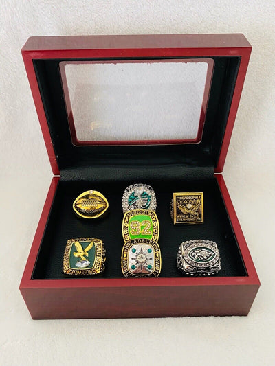 7 PCS Philadelphia Eagles Classic NFL Championship Ring SET W Case, USA Ship - EB Sports Champion's Cache